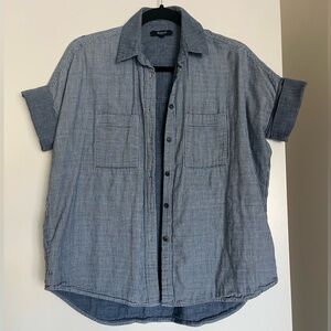 Madewell Stripe Oversized Short Sleeve Button-up Shirt